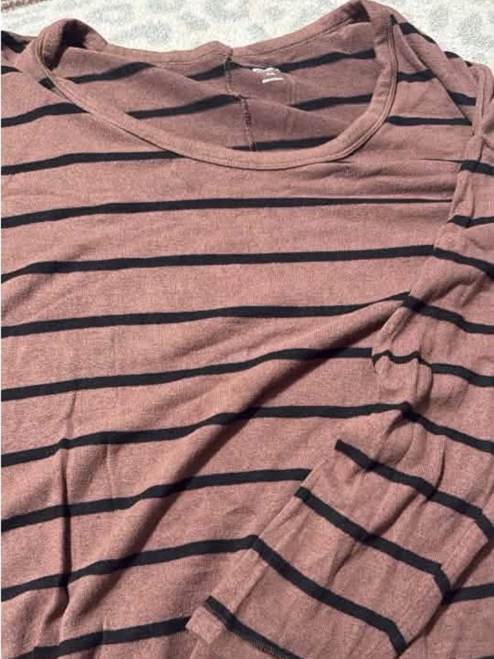 Sonoma Mauve Striped Long-Sleeve Tee